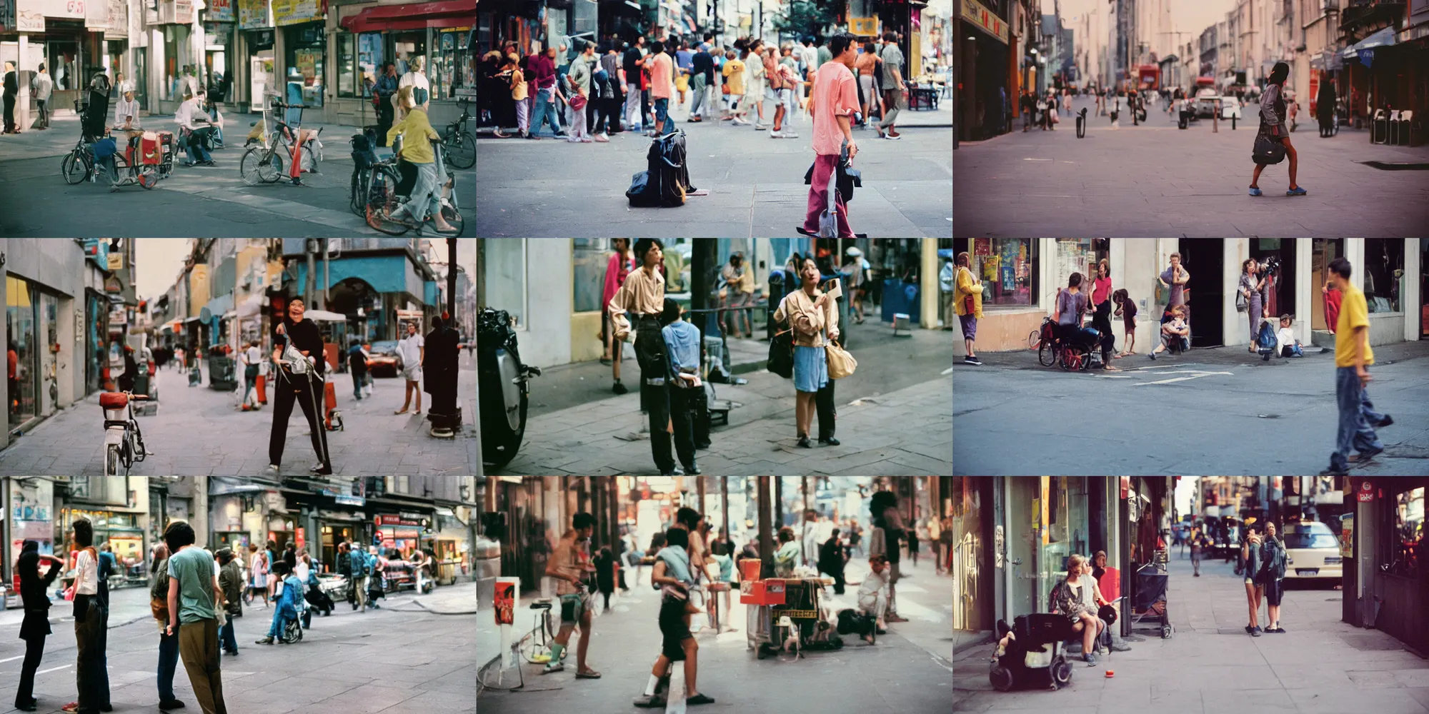 Prompt: Candid Street Photography. Kodak Portra 400 Color Negative Film