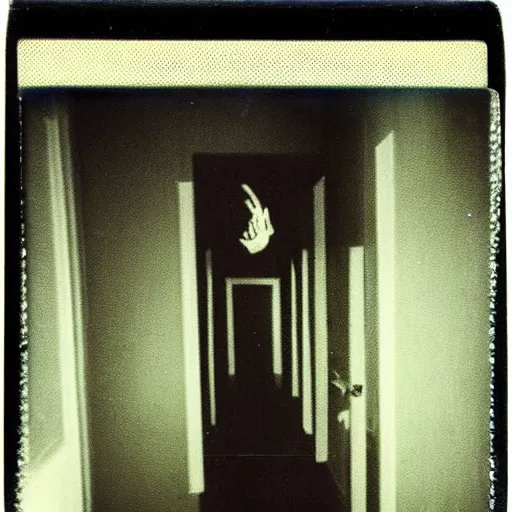 Image similar to a terrifying monster at the end of a hallway, dark!, creepy, deer skull, nightmare fuel!!!, unsettling, uncanny valley!, old polaroid, expired film,