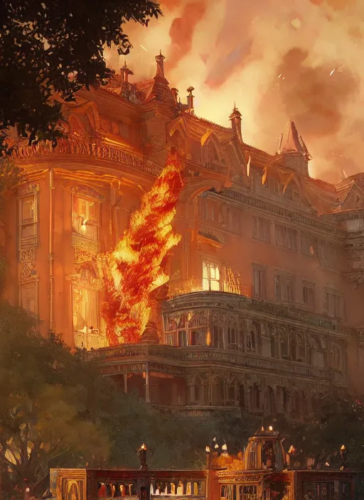 Prompt: highly detailed image of ferdinand marcos burning in malacanang palace, stephen bliss, unreal engine, fantasy art by greg rutkowski, loish, rhads, ferdinand knab, makoto shinkai and lois van baarle, ilya kuvshinov, rossdraws, tom bagshaw, alphonse mucha, global illumination, radiant light, detailed and intricate environment