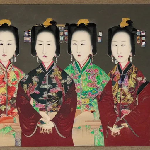 Prompt: chinese style portrait of ladies