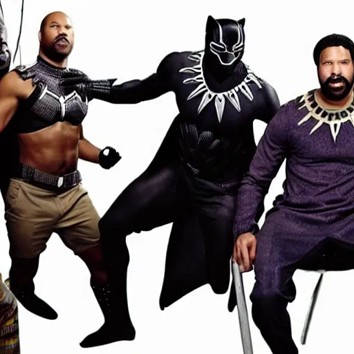 Image similar to key and peele as black panther. professional high budget studio portrait