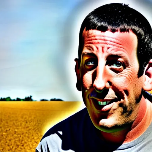 Prompt: Adam Sandler as a farmer, portrait