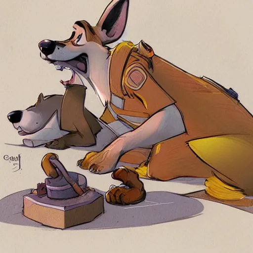 Image similar to dog, zootopia concept art, illustration, sketch by cory loftis