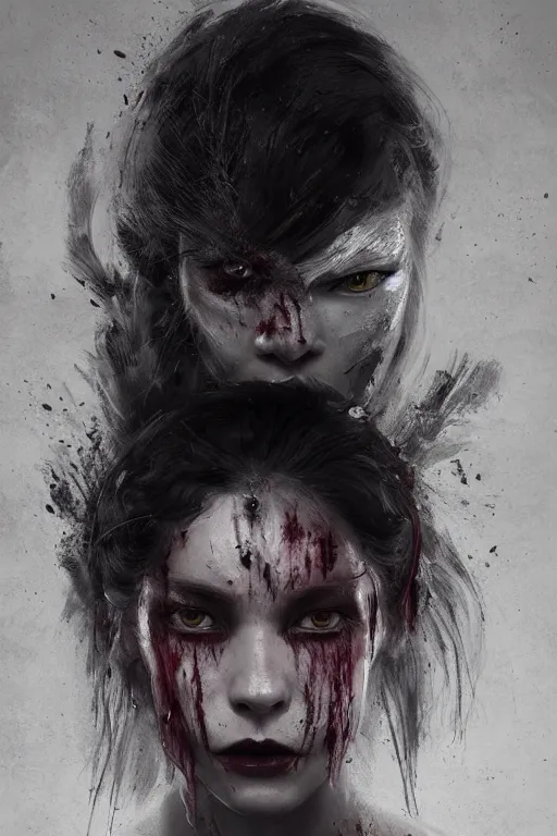 Prompt: A portrait of a monstrous women cuts all over her face by Greg Rutkowski, Sung Choi, Mitchell Mohrhauser, Maciej Kuciara, Johnson Ting, Maxim Verehin, Peter Konig, Bloodborne, 8k photorealistic, cinematic lighting, HD, high details, dramatic, dark atmosphere, trending on artstation