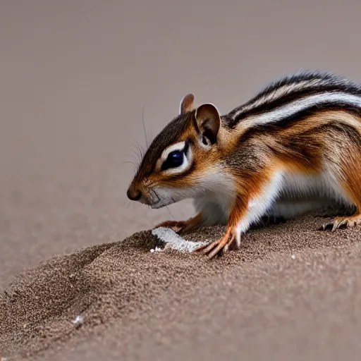 Image similar to macro photo of chipmunk playing with sand at the beach