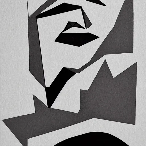 Prompt: a painting of a man's face with a mountain in the background, an ultrafine detailed painting by stanton macdonald - wright, behance contest winner, geometric abstract art, cubism, constructivism, biomorphic