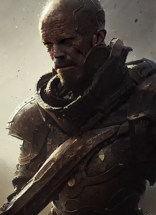 Prompt: portrait of wounded epic armored war commander. highly detailed, digital painting, concept art, smooth, sharp focus, illustration, art by greg rutkowski