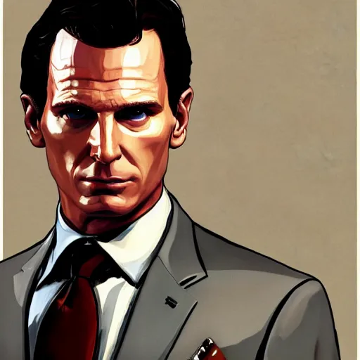 Prompt: portrait of patrick bateman,GTA V cover art by stephen bliss,no text