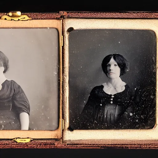 Prompt: old spirit photography, daguerreotype