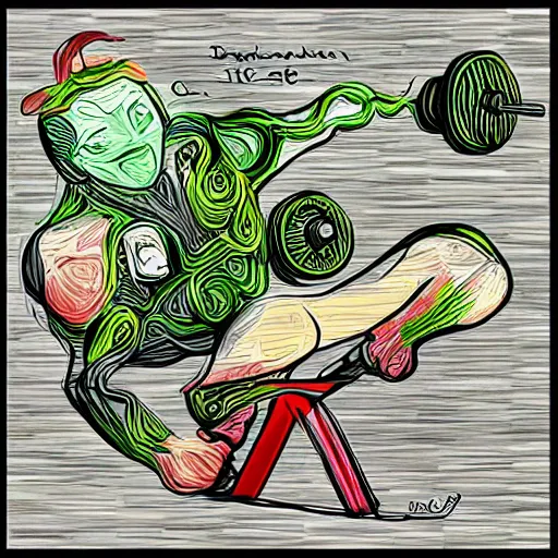 Prompt: “🏋🎍, digital art”