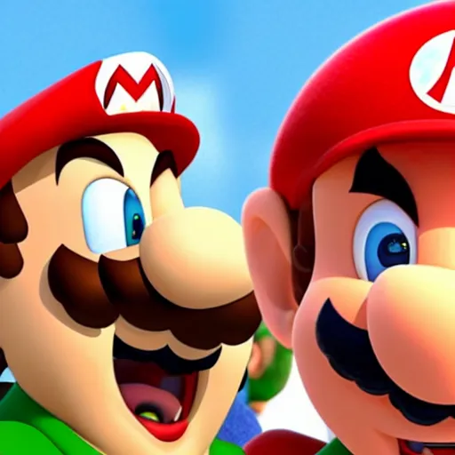 Image similar to extremely zoomed-in photo of Super Mario's face