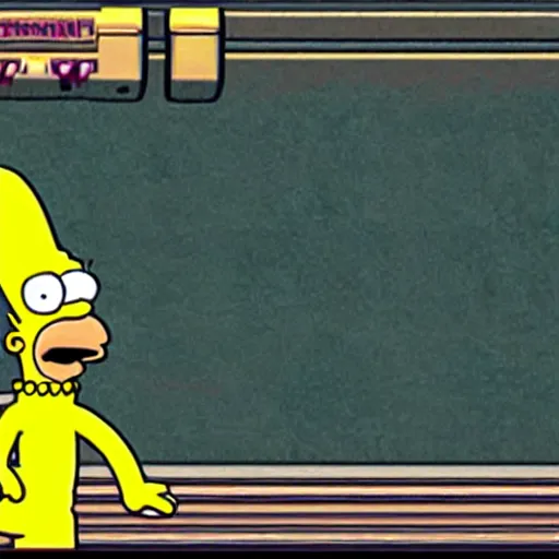Prompt: Homer Simpson in Super Metroid