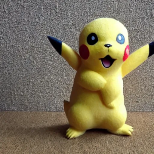 Image similar to Pikachu Sculpture made out of sawdust