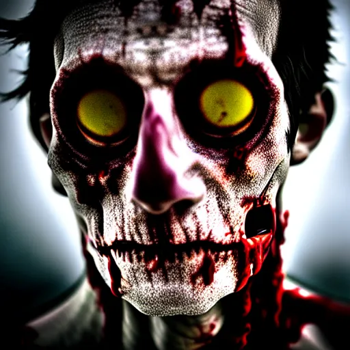 Image similar to a very high quality portrait photo of a philosophical zombie, dramatic lighting, depth of field 5 0 mm