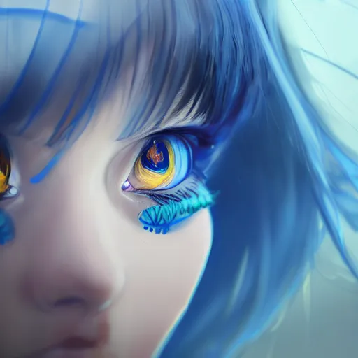 Image similar to a portrait of anime ukrainian blue and yellow girl, crying with eye drops, concept art, trending on artstation, highly detailed, intricate, sharp focus, digital art, 8 k