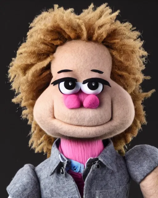 Image similar to adin ross as a muppet. highly detailed felt. hyper real photo. 4 k.