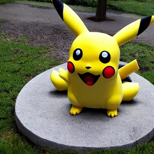 Image similar to Pikachu Sculpture made out of concrete