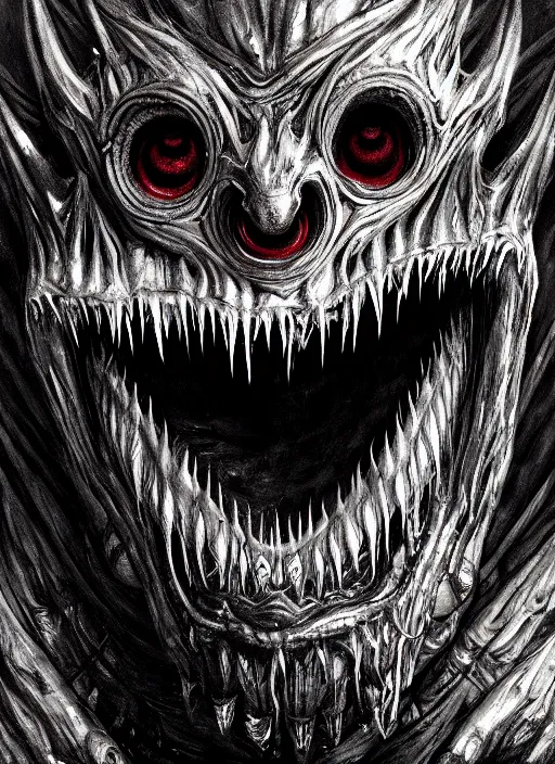 Image similar to close up portrait of an evil monster of hell, evil eyes, sharp disgusting teeth, screaming, scary as hell, sinister, bad vibes, oil painting by tomasz jedruszek, cinematic lighting, pen and ink, intricate line, hd, 4 k, million of likes, trending on artstation