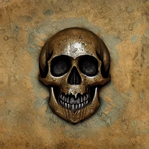 Image similar to medieval medallion background texture with a steam punk skull artist greg rutkowski