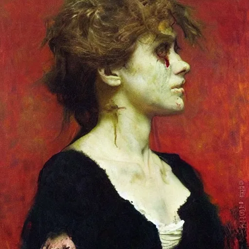 Prompt: zombie by alfred stevens