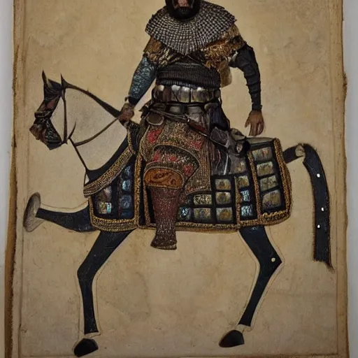 Image similar to portrait of a Islamic warrior, ready for battle, epic, highly detailed