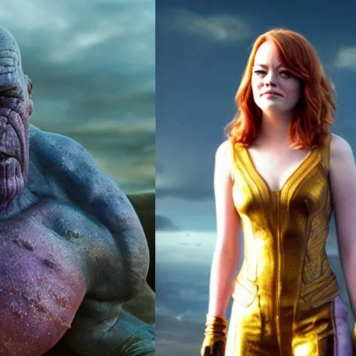 Image similar to emma stone as thanos