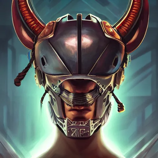 Image similar to cyberpunk viking helmet mask warrior goddess robot ninja fantasy, art gta 5 cover, official fanart behance hd artstation by jesper ejsing, by rhads, makoto shinkai and lois van baarle, ilya kuvshinov, ossdraws