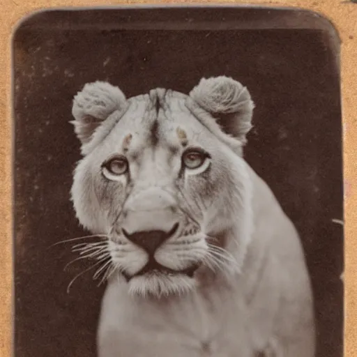 Image similar to tintype photo of a lion swimming