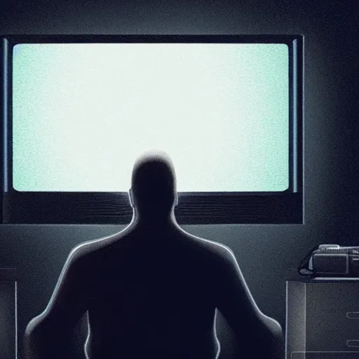 Image similar to TV Headed man, artstation, moody, dark, trending