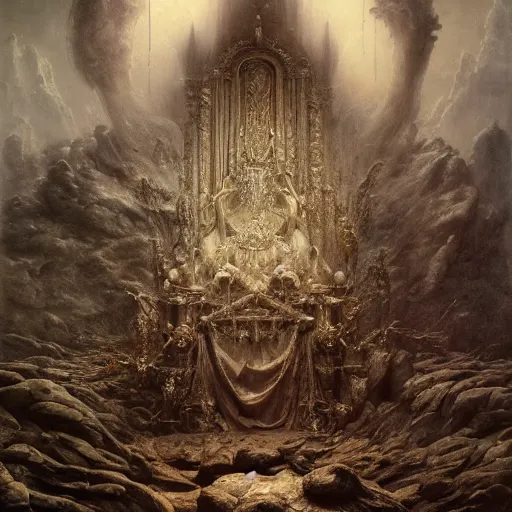 Image similar to the throne of purity | highly detailed matte painting, hyperrealistic, very intrincate | cinematic lighting, award - winning | by rachel ruysch, giger, beksinski and bocklin | by austin osman spare and william blake, trending on artstation, cgsociety, official art, octane.