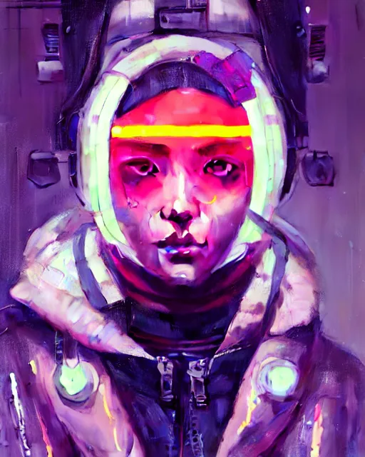 Image similar to detailed portrait neon operator girl, cyberpunk futuristic, neon, reflective puffy coat, decorated with traditional japanese by ismail inceoglu dragan bibin hans thoma greg rutkowski alexandros pyromallis nekro rene margitte, illustrated, perfect face, fine details, realistic shaded, fine - face, pretty face