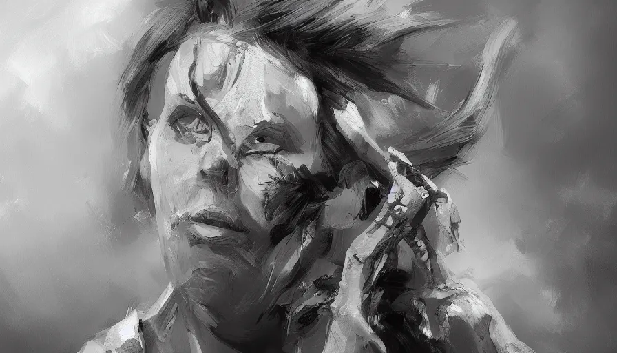 Prompt: enviroment thumbnail black and white, cgsociety, oil painting by jama jurabaev, extremely detailed, brush hard, artstation, high quality, brush stroke