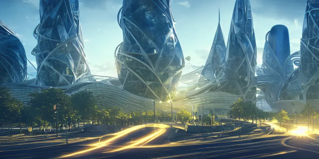 street view of utopian solarpunk city, futuristic | Stable Diffusion ...