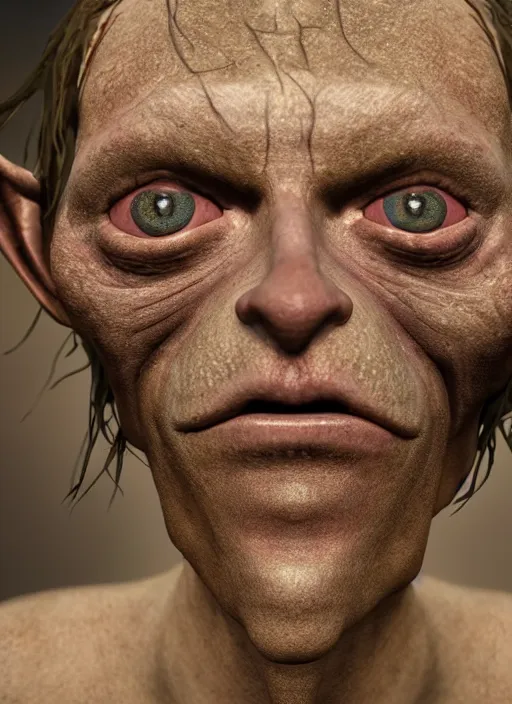 Image similar to closeup portrait of a startled medieval goblin, depth of field, zeiss lens, detailed, symmetrical, centered, fashion photoshoot, by annie leibovitz and steve mccurry, david lazar, jimmy nelsson, breathtaking, 8 k resolution, extremely detailed, beautiful, establishing shot, artistic, hyperrealistic, beautiful face, octane render