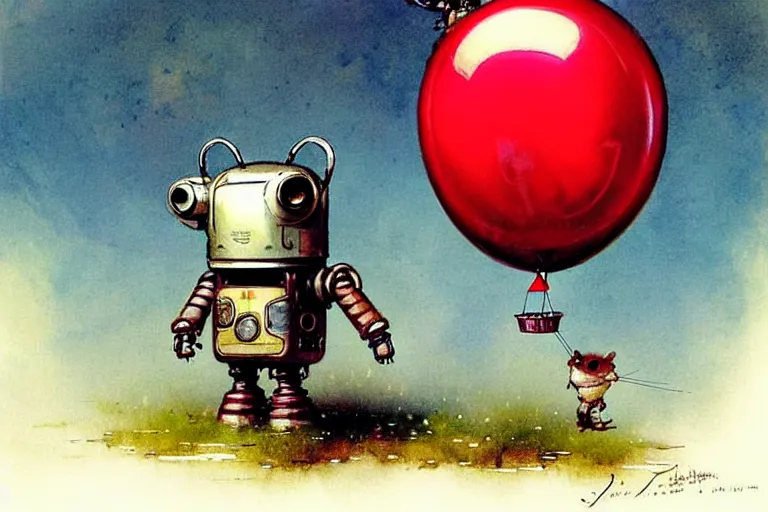 Image similar to adventurer ( ( ( ( ( 1 9 5 0 s retro future robot android mouse rv balloon robot. muted colors. ) ) ) ) ) by jean baptiste monge!!!!!!!!!!!!!!!!!!!!!!!!! chrome red