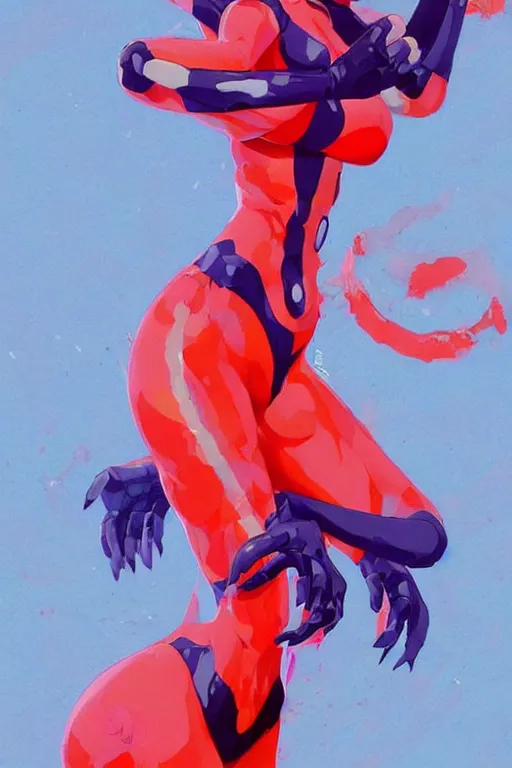 Image similar to a ultradetailed full body painting of asuka from evangelion, by conrad roset, greg rutkowski and makoto shinkai trending on artstation