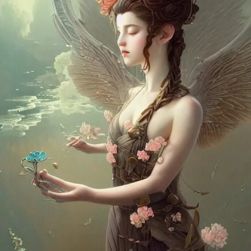 Image similar to aerith gainsborough, intricate, elegant, highly detailed, smooth, sharp focus, award - winning, masterpiece, in the style of tom bagshaw, cedric peyravernay, peter mohrbacher, victo ngai, pinterest, 4 k hd illustrative wallpaper, chinese style