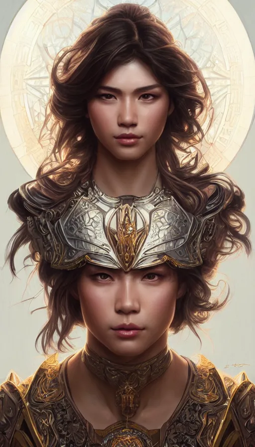 Prompt: paladin, perfectly-centered-Portrait of the most beautiful women on the planet, sweaty, asian, insane, intricate, highly detailed, digital painting, artstation, concept art, smooth, sharp focus, illustration, Unreal Engine 5, 8K, art by artgerm and greg rutkowski and alphonse mucha