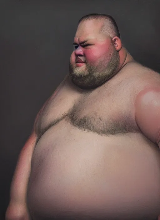 Prompt: portrait of a burly fat man in the style of stefan kostic, flickr, realistic photo, sharp focus, 8k high definition, insanely detailed, intricate, elegant