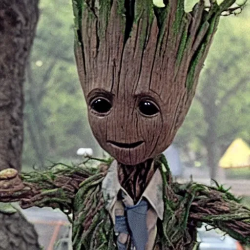 Prompt: Groot replaces Al Pachino in the film Dog Day Afternoon, cinematic, still image, attica!