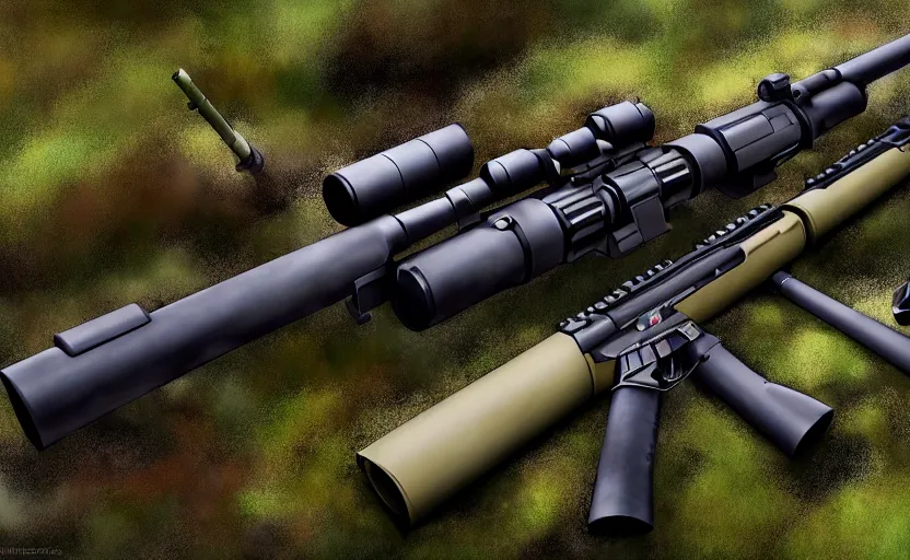 Prompt: portrait of a m 1 4 ebr scout rifle, black hardcase as background, lush landscape, illustration concept art anime key visual trending pixiv fanbox by wlop and greg rutkowski and makoto shinkai and studio ghibli and kyoto animation, realistic gun, ammo bullets, mettalic reflections, holographic sight, eotech