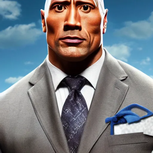 Image similar to A promotional photo of Dwayne Johnson cast as Saul Goodman in Better Call Saul; anatomically accurate; photorealistic, ultra high detail, 8k