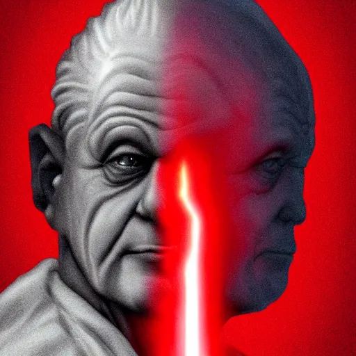 Image similar to sheev palpatine head coming out of a red mist, trending on artstation, profile pic, centered, accurate anatomy, highly detailed, digital art,