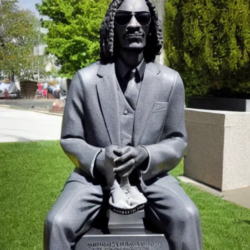 Image similar to snoop dogg statue made out of granite