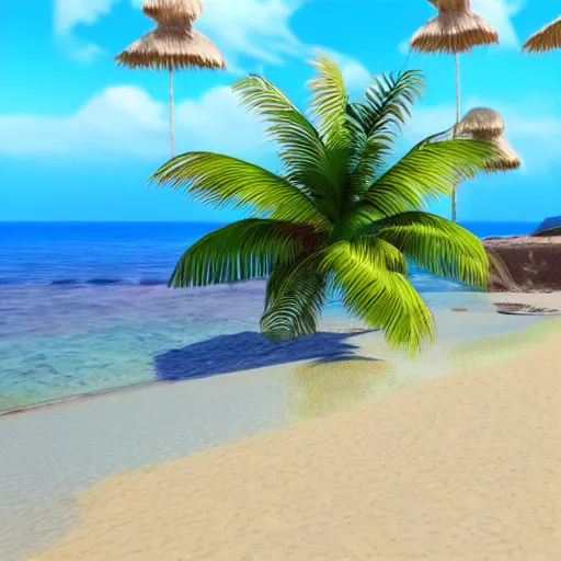 Image similar to very beautiful beach landscape, unreal engine