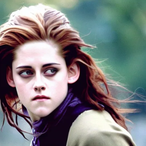 Image similar to film still of kristen stewart as hermione grainger in harry potter ( 2 0 0 1 )