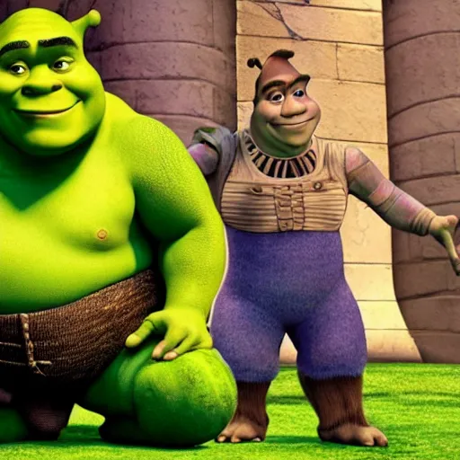 Prompt: shrek with clothes
