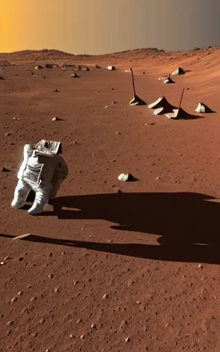 Prompt: astronauts exploring the surface of mars