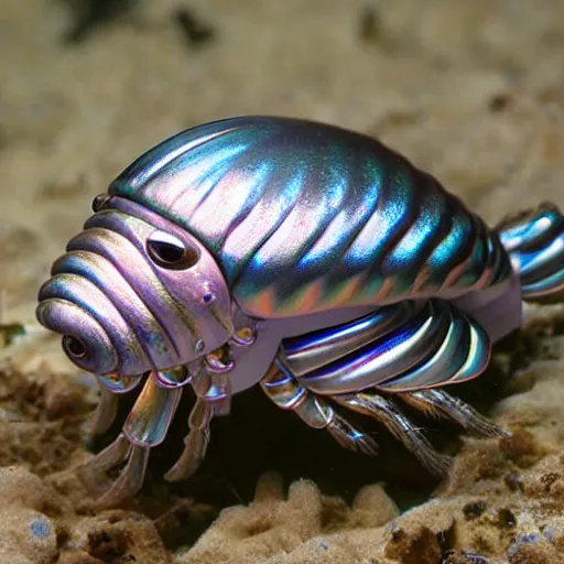 Image similar to iridescent metallic giant isopod