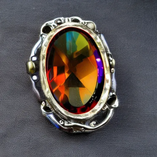 Prompt: 4 eyed crystal piece of metal, rough, deep gorgeous colors, ultra detailed